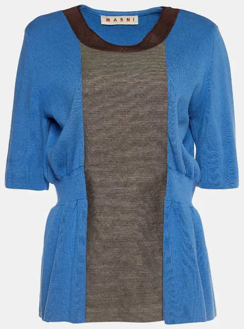 Marni Colorblock Rib Knit Elasticized Waist Top M