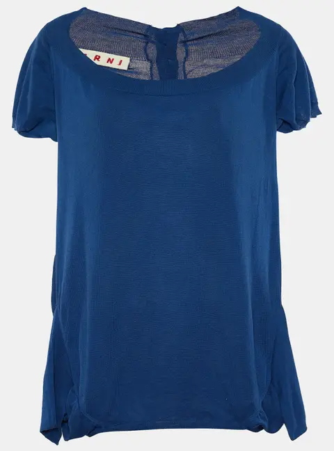 Marni Blue Cotton Knit Button Front Top L
