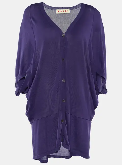 Marni Purple Cotton Knit Button Front Top L