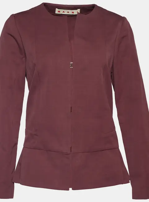 Marni Burgundy Cotton & Linen Peplum Jacket M