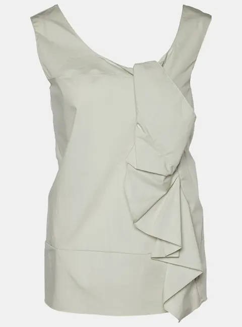 Marni Grey Cotton Knot Detail Sleeveless Top S