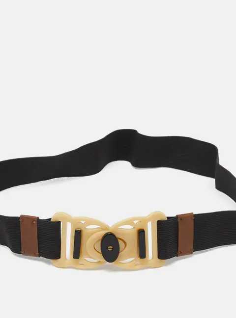 Marni Black Elastic Bank Waist Belt 70CM