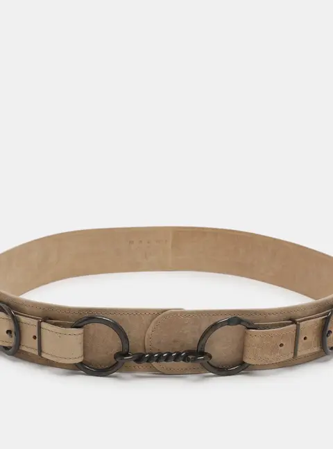 Marni Large Waist Belt Beige Nubuck Leather
