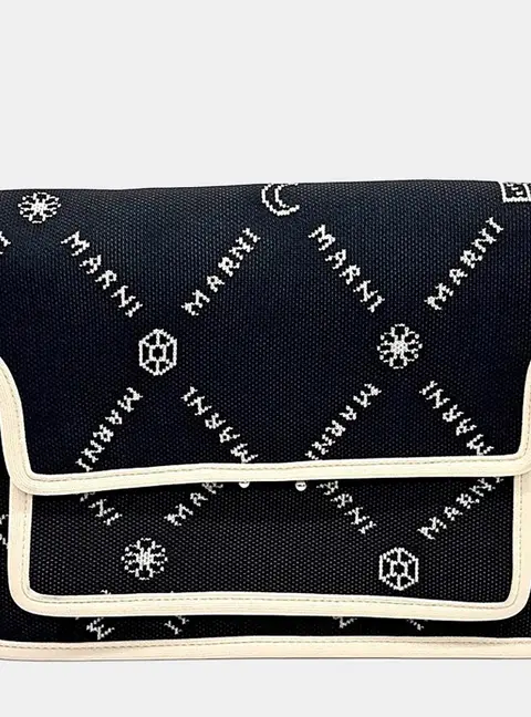 Marni Beige Black Fabric Trunk bag