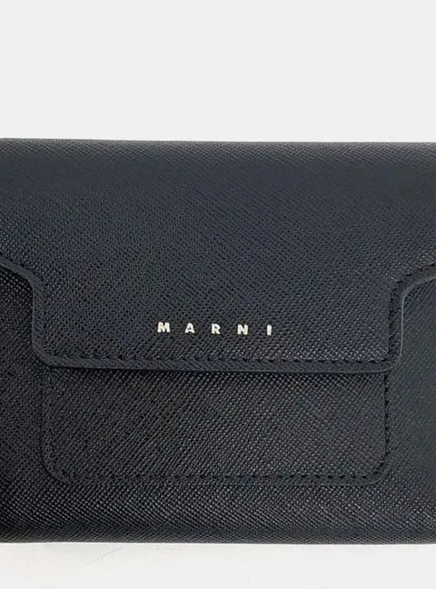 Marni Bi-Fold Wallet Black Saffiano Leather Wallet Bag