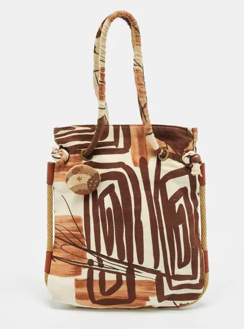 Marni Multicolor Print Fabric Rope Tote