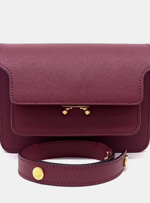 Marni Leather Burgundy Mini Trunk Bag