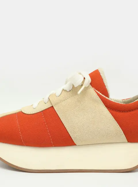 Marni Bigfoot Size 39 Orange Canvas and Suede Platform Sneakers