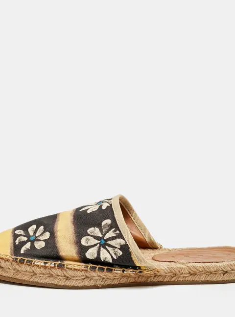 Marni Black/Yellow Floral Print Canvas Espadrille Flats Size 38