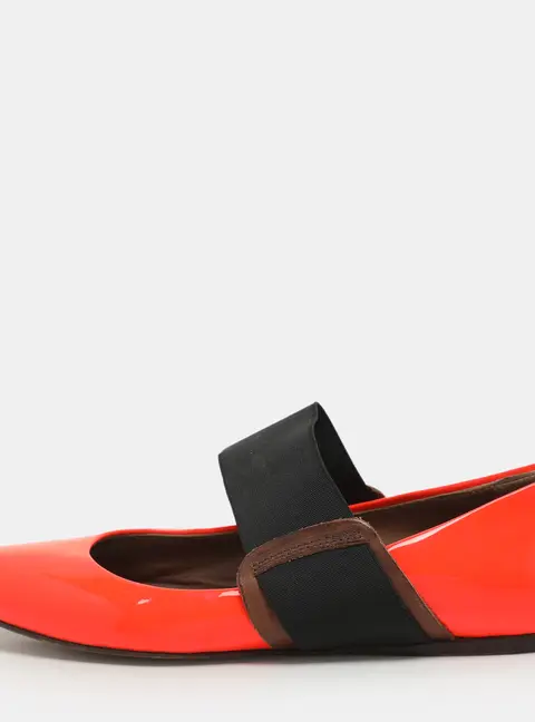 Marni Neon Orange Patent Leather Ballet Flats Size 35