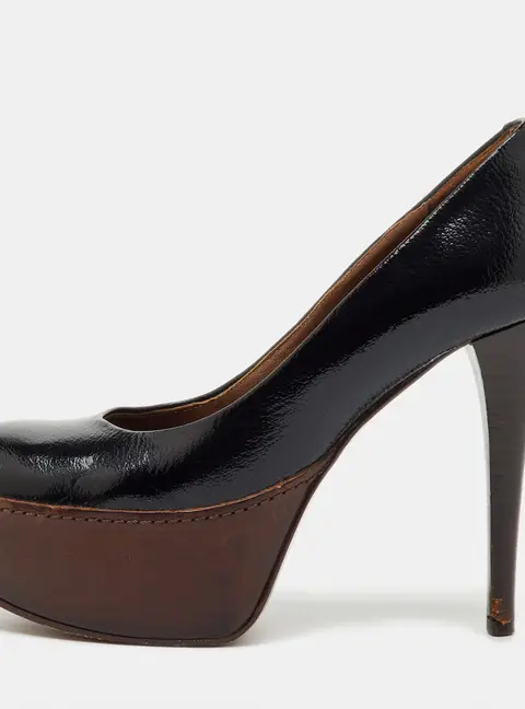 Marni Black Patent Leather Round Toe Platform Pumps Size 36