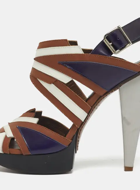 Marni Size 38 Multicolor Leather Ankle Strap Sandals
