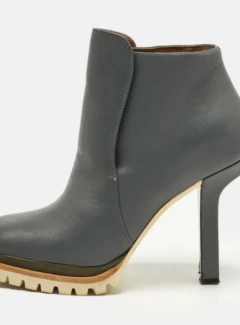 Marni Size 36.5 Grey Leather Ankle Length Boots