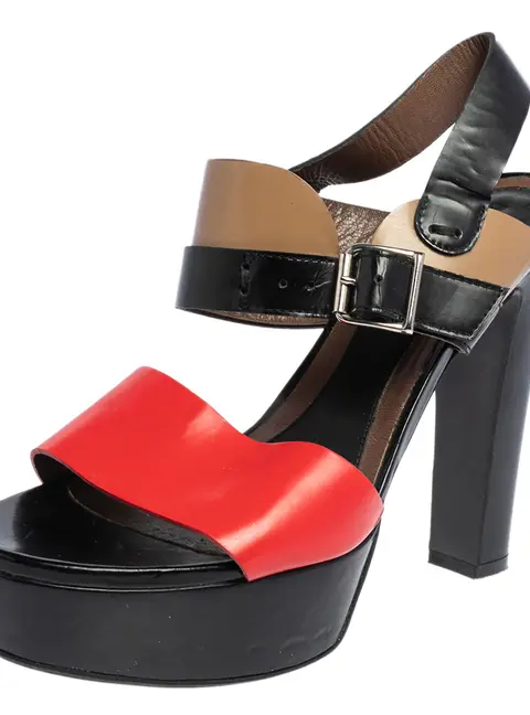Marni Tricolor Leather Platform Ankle Strap Sandals Size 40