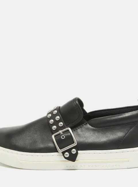 Marc by Marc Jacobs Black Leather Slip On Sneakers Size 37