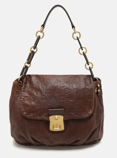 Marc by Marc Jacobs Brown Logo Embossed Leather Hobo