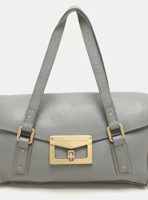 Marc by Marc Jacobs Grey Leather Turn Lock Flap Satchel