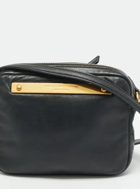 Marc by Marc Jacobs Goodbye Columbus Brush Black Leather Crossbody Bag