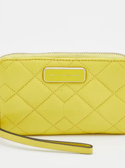 Marc by Marc Jacobs Yellow Quilted Leather Zip Around Wallet