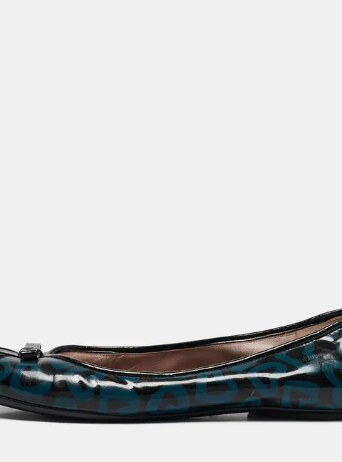 Marc by Marc Jacobs Blue/Black Heart Patent Leather Bow Ballet Flats Size 36