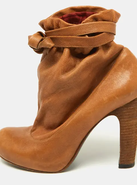 Marc by Marc Jacobs Brown Leather Ankle Wrap Booties Size 38.5