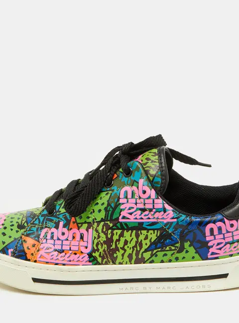 Marc by Marc Jacobs Multicolor Leather Graffiti Print Low Top Sneakers Size 39