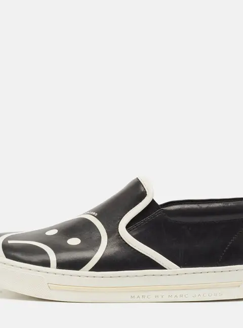 Marc by Marc Jacobs Black Leather Slip On Sneakers Size 38