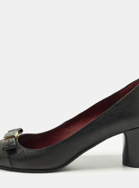 Marc by Marc Jacobs Bow Size 40 Black Leather Block Heel Pumps