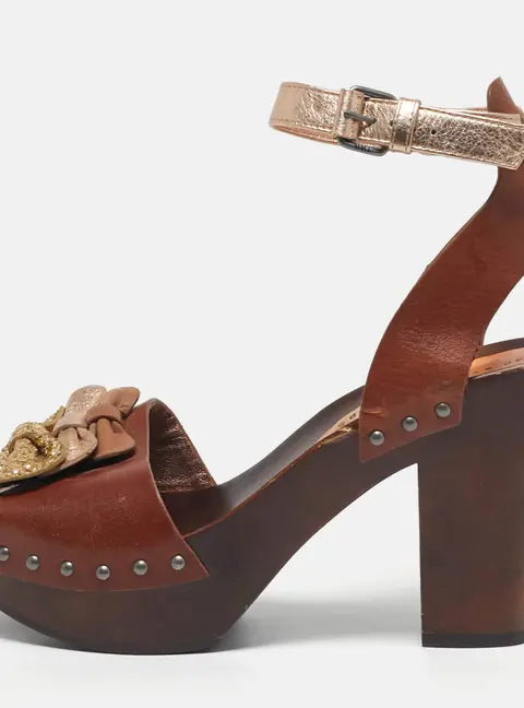 Marc by Marc Jacobs Size 37.5 Brown/Gold Leather Ankle Strap Sandals