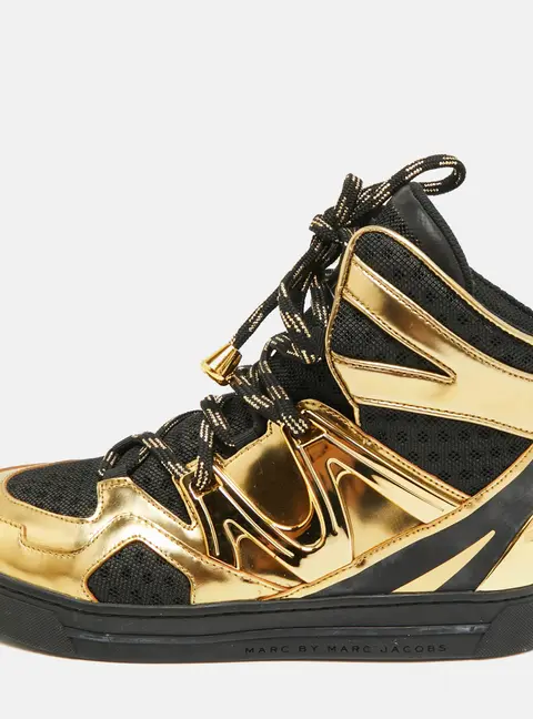 Marc by Marc Jacobs Size 38 Black Leather and Mesh High Top Sneakers