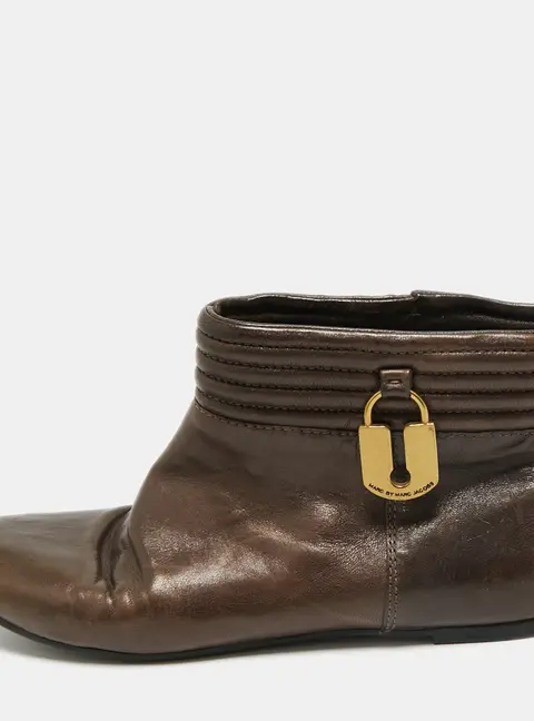 Marc by Marc Jacobs Brown Leather Ankle Length Engineer Buckle Boots Size 38