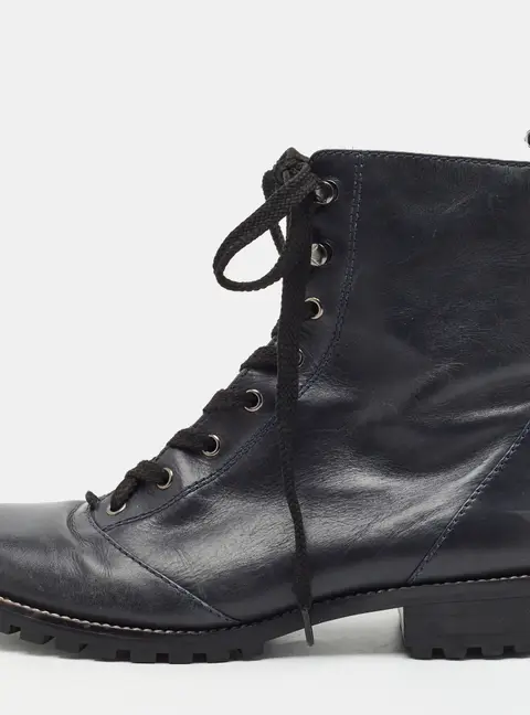 Marc by Marc Jacobs Size 38.5 Navy Blue Leather Combat Boots