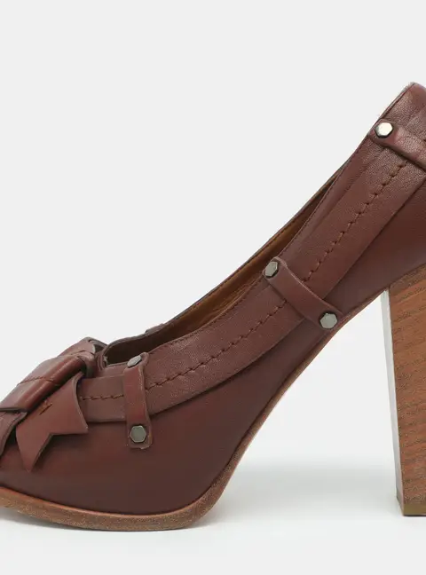 Marc by Marc Jacobs Bow Size 38.5 Burgundy Leather Peep Toe Pumps