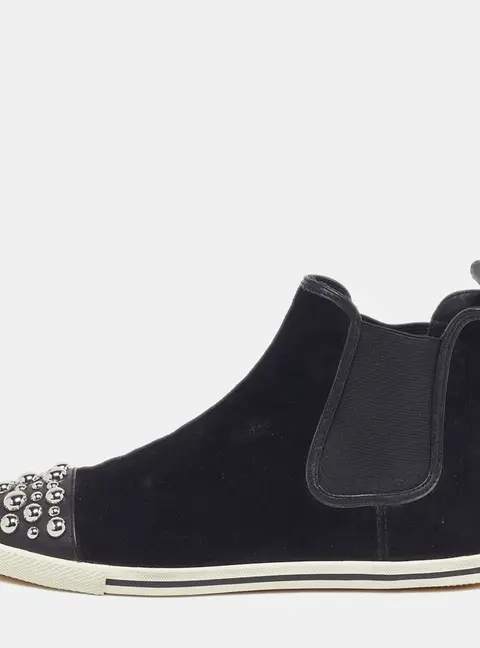 Marc by Marc Jacobs Size 37 Black Suede Studded Ankle Length Boots