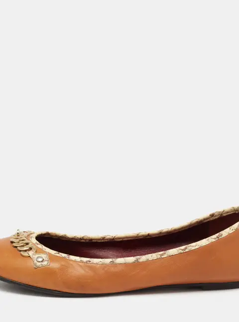 Marc by Marc Jacobs Tan Leather Chain Detail Ballet Flats Size 38.5