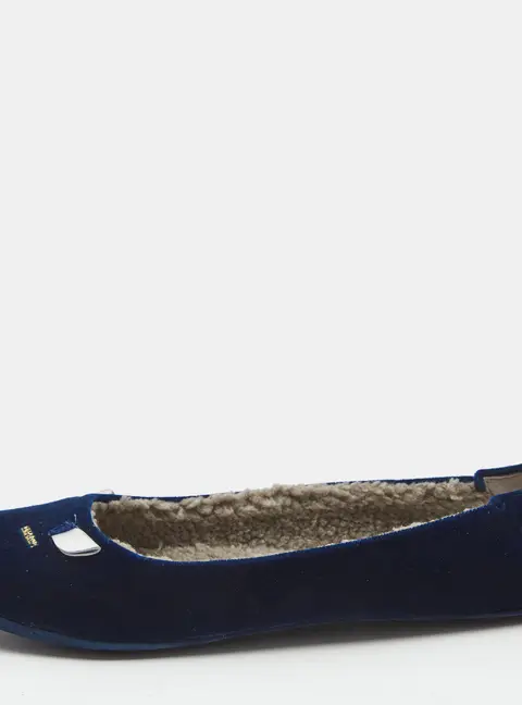 Marc by Marc Jacobs Navy Blue Velvet and Leather Cat Ballet Flats Size 36.5