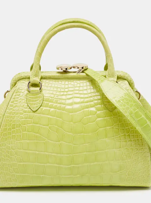 Marc Jacobs Yellow Green Alligator Mini Stam Satchel