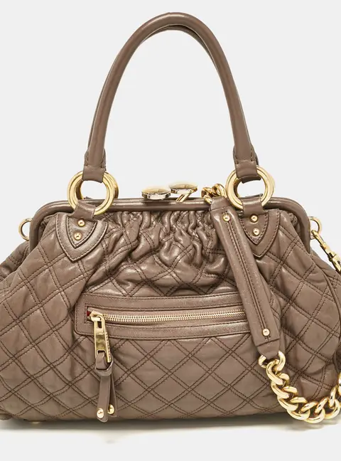Marc Jacobs Brown Quilted Leather Stam Satchel