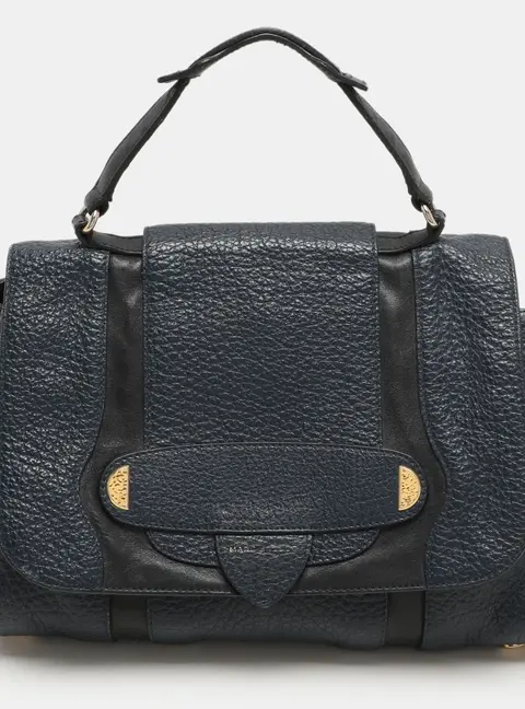 Marc Jacobs Navy Blue/Black Leather Thompson Top Handle Bag