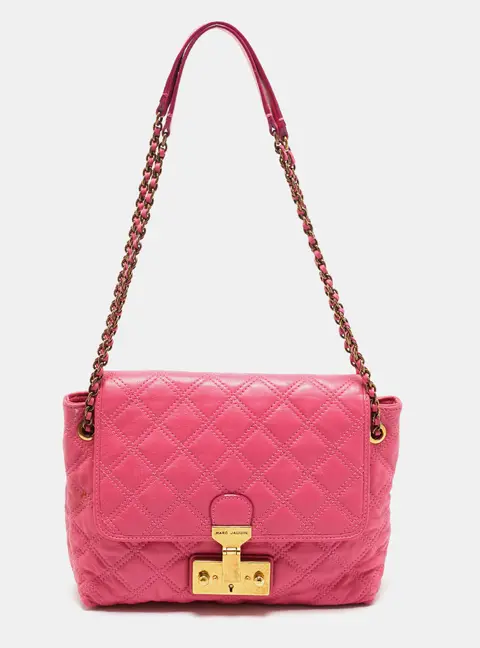 Marc Jacobs Pink Quilted Leather Baroque Flap Shoulder Bag