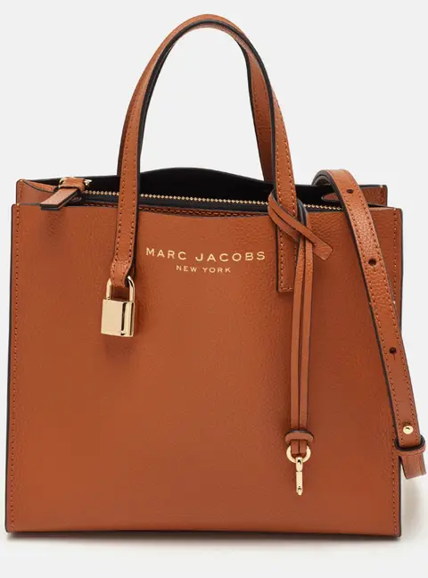 Marc Jacobs Grind Mini Rust Orange Leather Tote