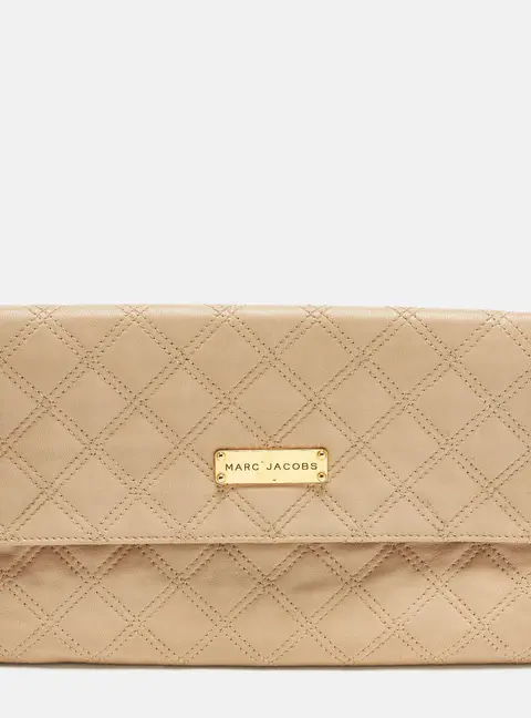 Marc Jacobs Eugenie Beige Quilted Leather Clutch