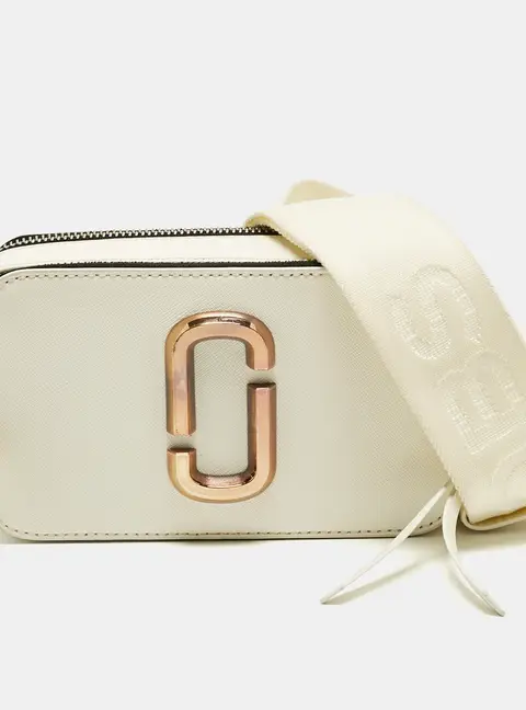 Marc Jacobs Snapshot White Saffiano Leather Camera Crossbody Bag