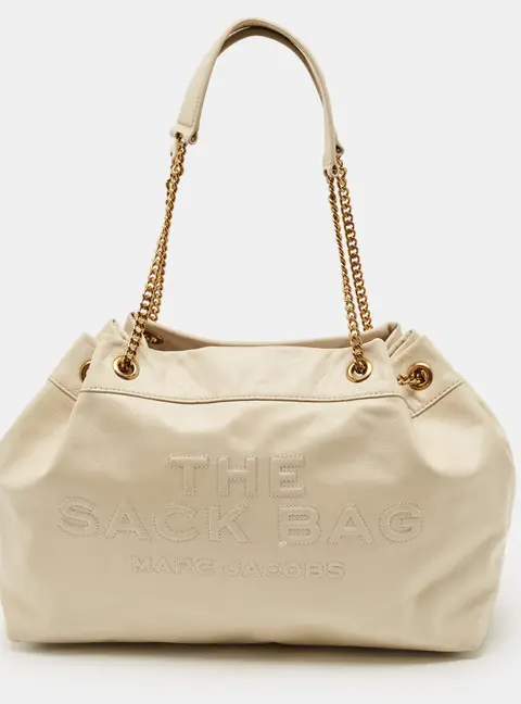 Marc Jacobs The Large Sack Ivory Glossy Leather Bag
