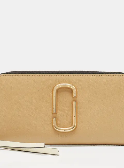 Marc Jacobs Snapshot Gold/Green Saffiano Leather Zip Around Wallet