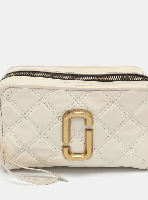 Marc Jacobs The Softshot 21 Cream Quilted Leather Camera Bag
