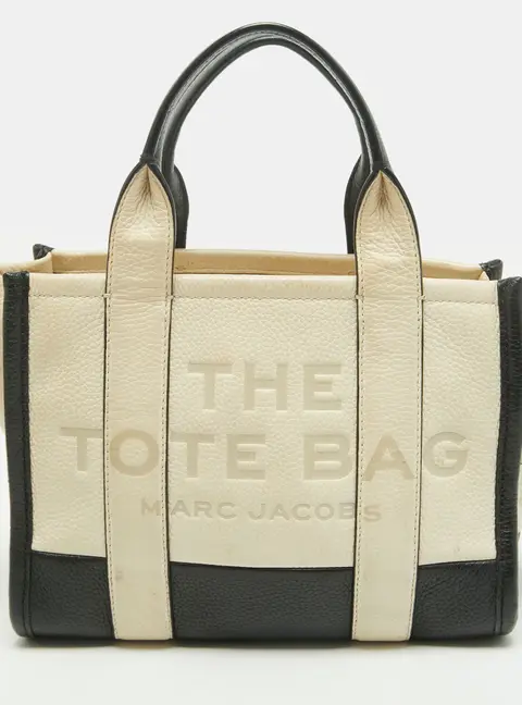 Marc Jacobs The Tote Small Off White/Black Leather Bag