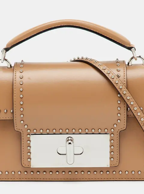 Marc Jacobs Mischief Beige Leather Studded Top Handle Bag