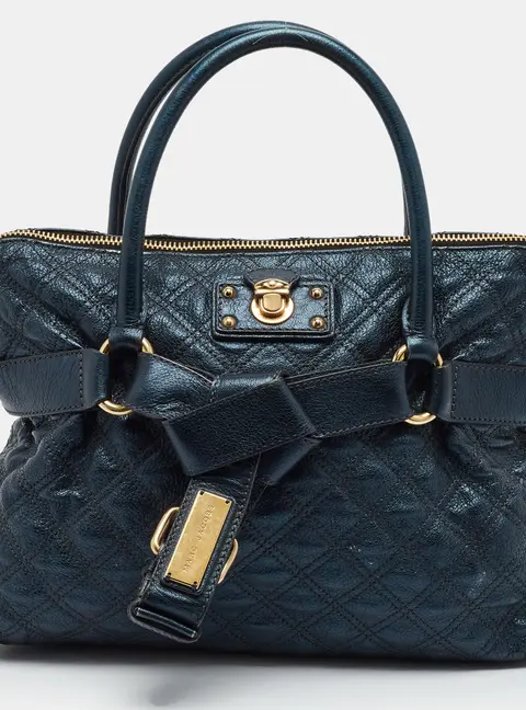Marc Jacobs Bruna Metallic Blue Quilted Leather Tote