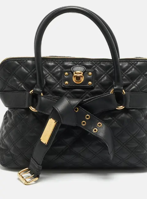 Marc Jacobs Bruna Belted Black Quilted Leather Satchel